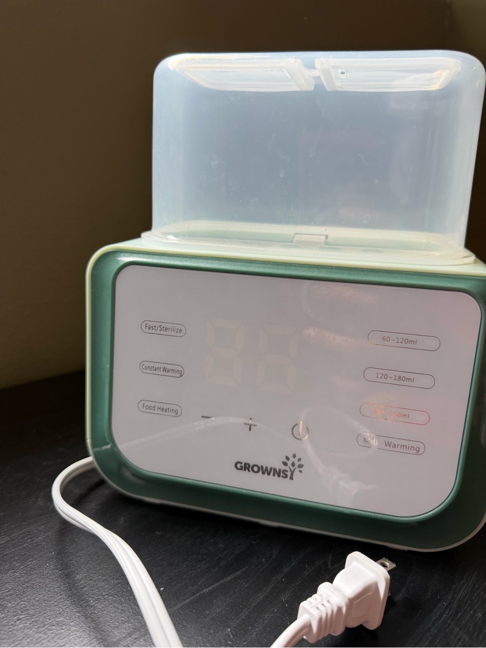 GROWNSY Green Baby Bottle Warmer & Sterilizer - holds 2 bottles